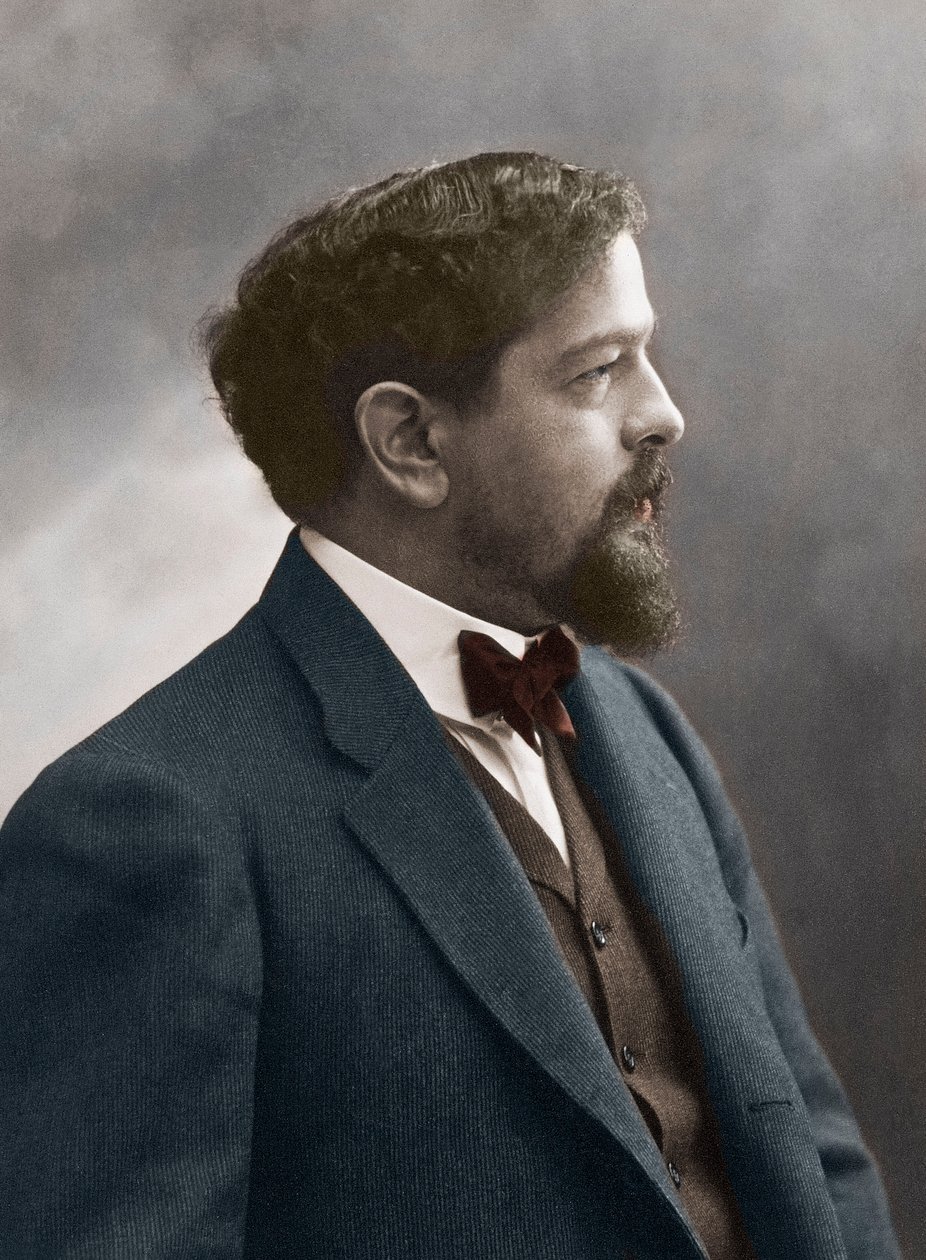 Fransk komponist Claude Debussy (1862-1918) - Portræt af den franske komponist Claude Debussy (1862-1918) 1908 - foto Nadar - digital farvelægning af Nadar