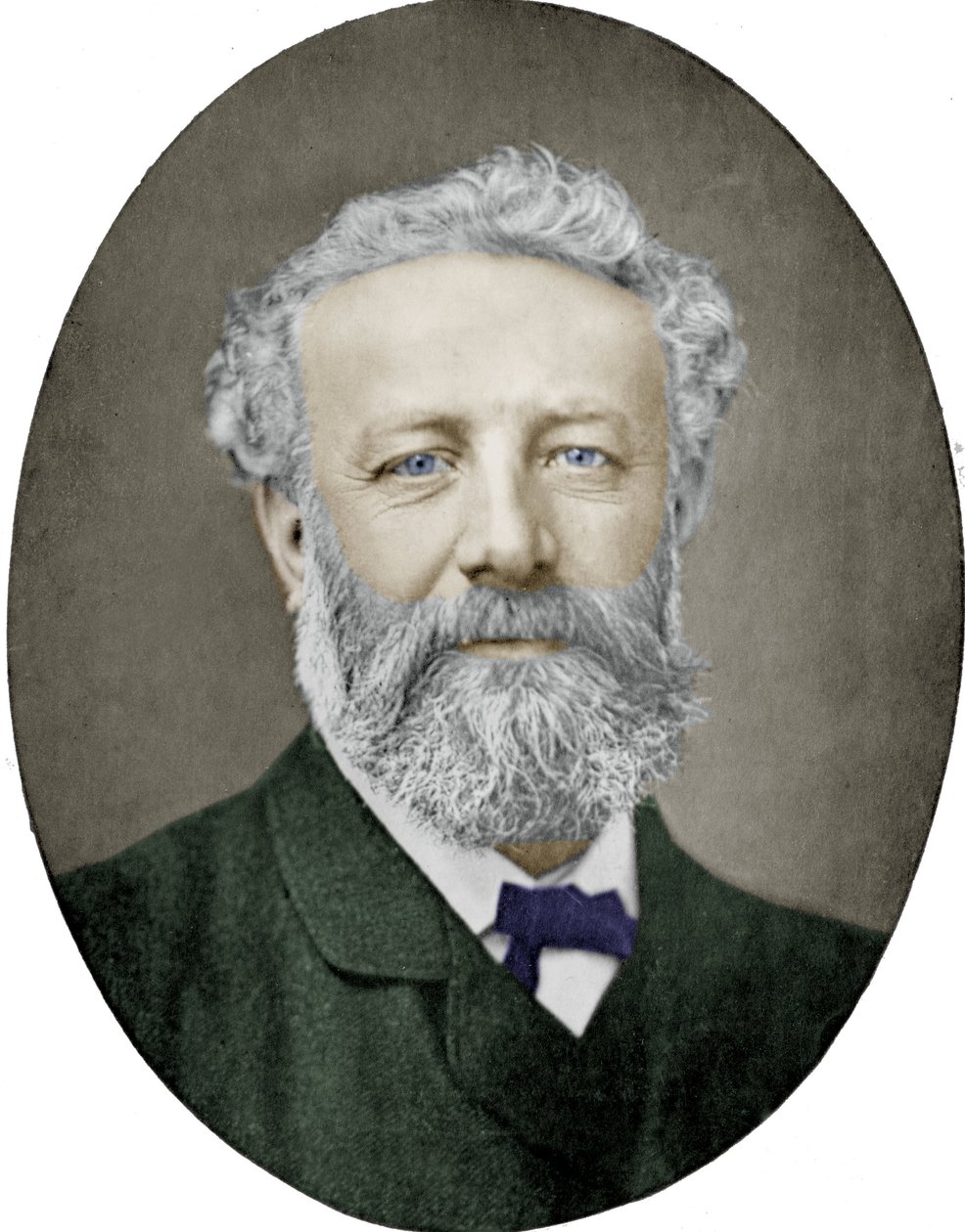Jules Verne (1828-1905) fransk forfatter, fotografi af Nadar, farvelagt billede af (1820 1910) Nadar