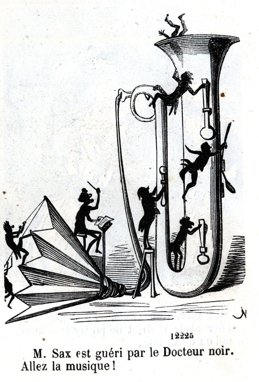 Mr. Sax bliver såret af den sorte læge. (Adolphe (Adolph) Sax, opfinder af saxofonen (1814-1894). af Nadar