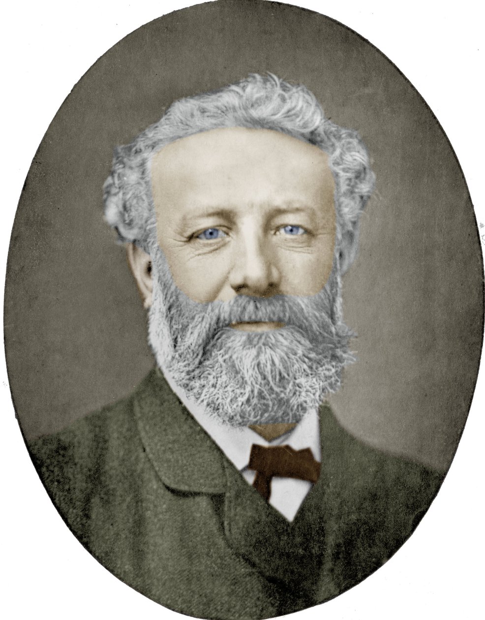 Jules Verne (1828-1905) fransk forfatter, fotografi af Nadar, farvelagt billede af (1820 1910) Nadar