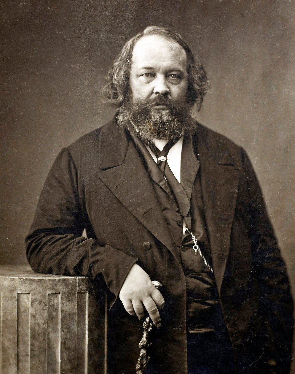 Portræt af Michel Bakounine (Bakunin) (1814-1876), russisk anarkist"" Portræt af Mikhail Alexandrovich Bakunin (1814-1876) af Nadar, Gaspard-Felix (1820-1910), ca. 1860 - Albuminfoto - Privat samling af Nadar