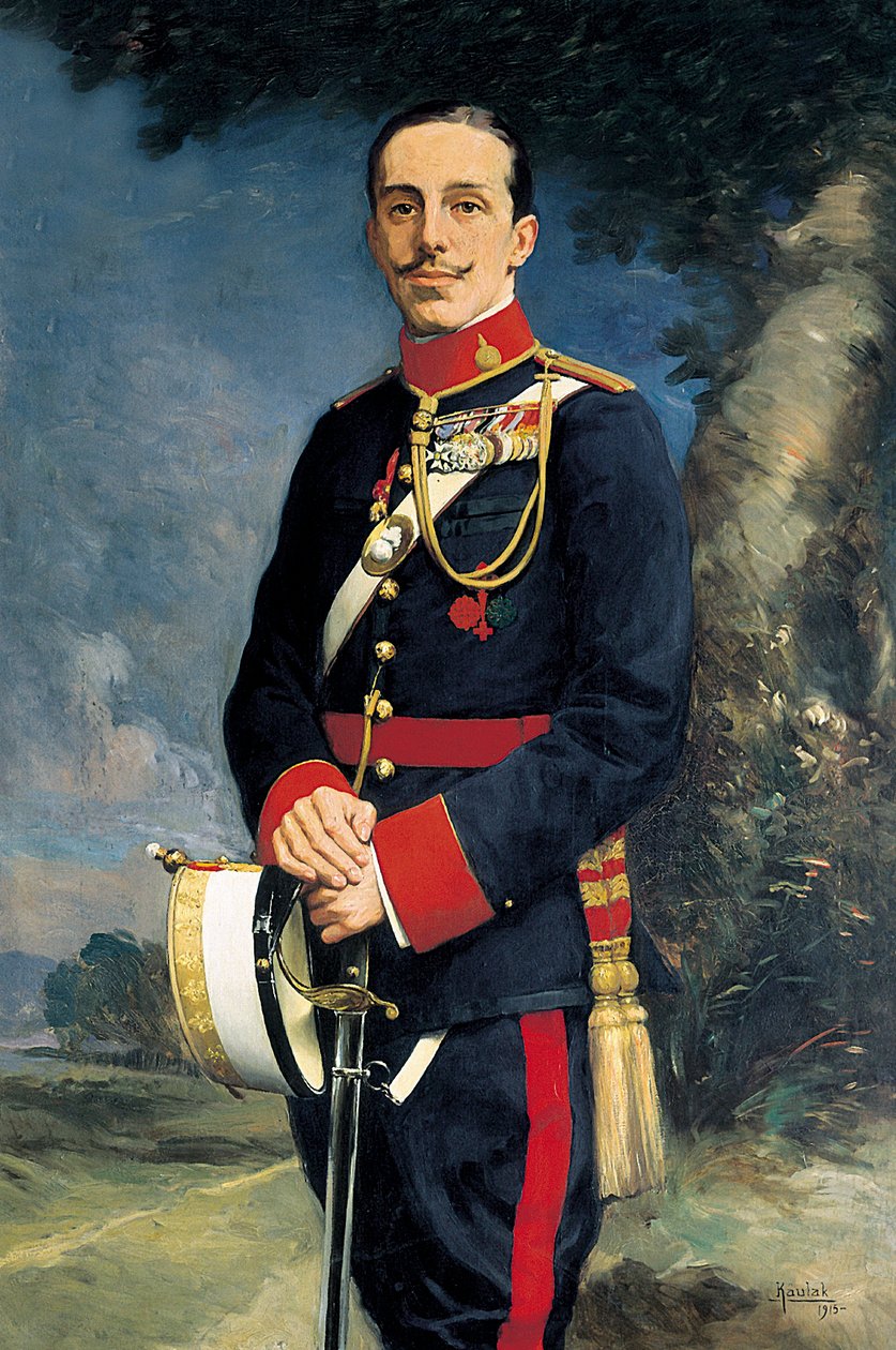 Portræt af Alfonso XIII (1886-1941), konge af Spanien i militæruniform. Maleri af Kaulak (1800-tallet) af Kaulak