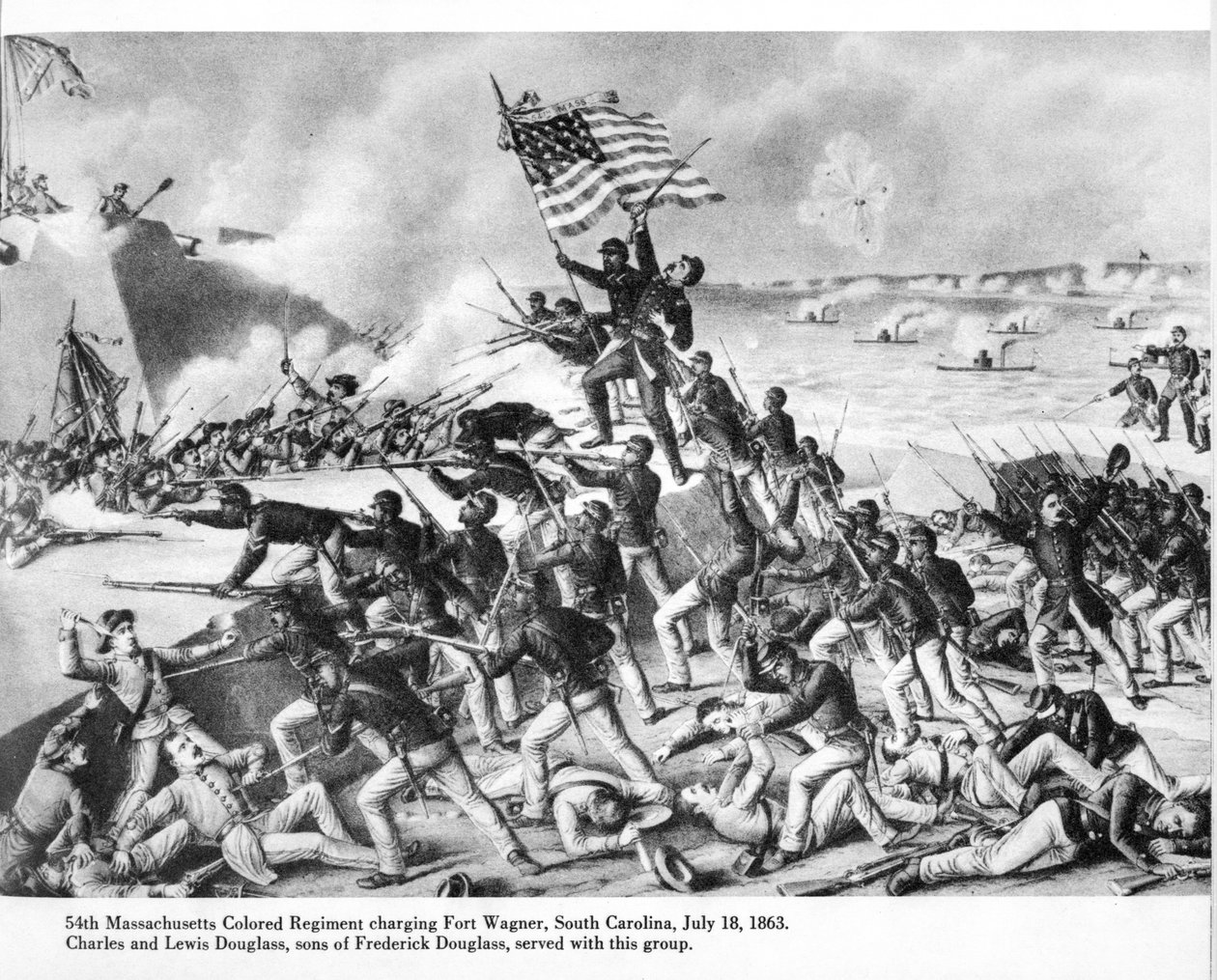 54. Massachusetts Coloured Regiment angriber Fort Wagner, South Carolina af (after) American School