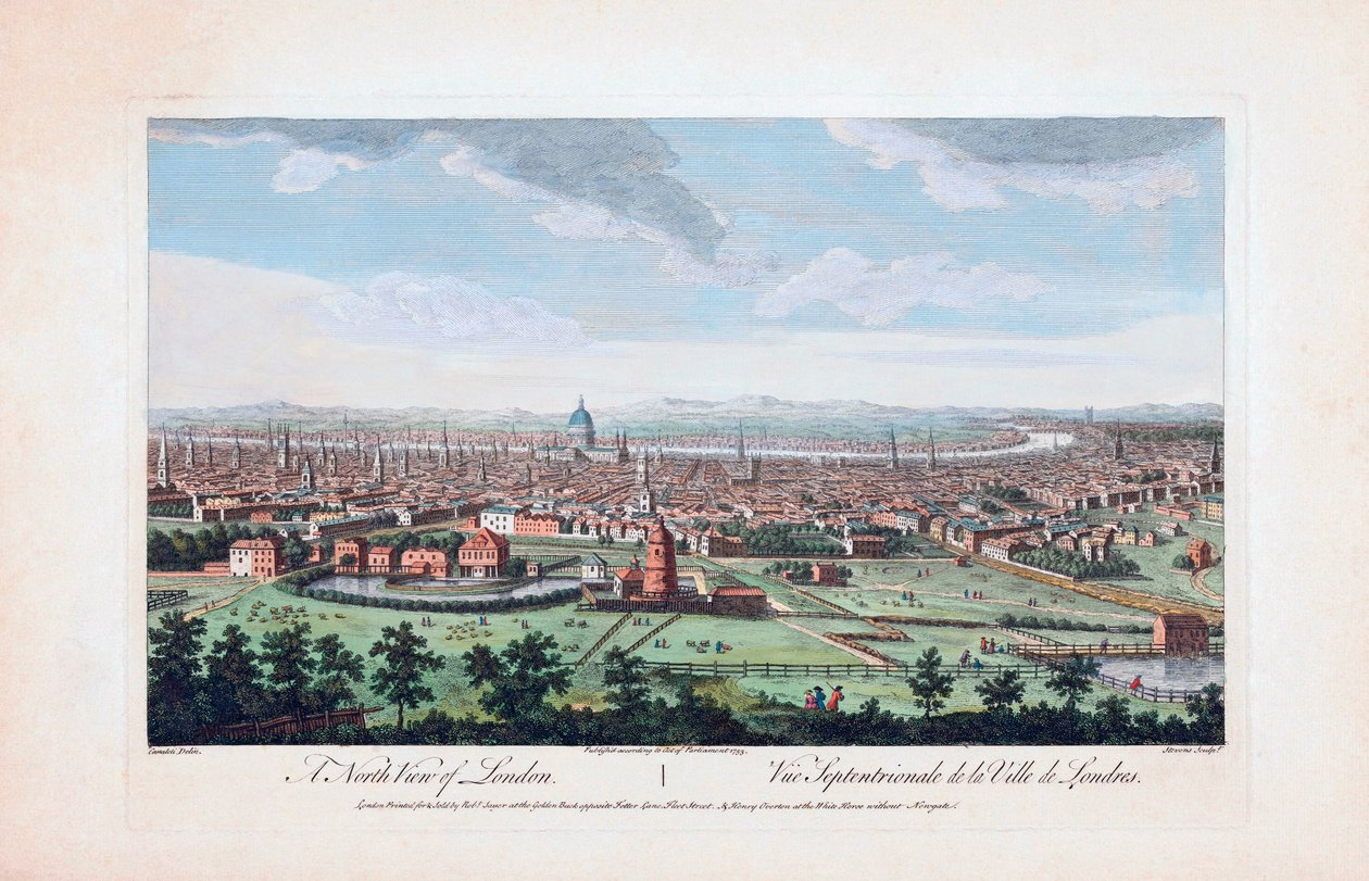 En nordlig udsigt over London i det 18. århundrede af (after) Canaleti