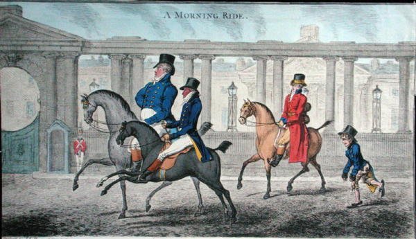 A Morning Ride, ætset af James Gillray (1756-1815) udgivet af Hannah Humphrey i 1804 (håndfarvet radering) af (after) English School
