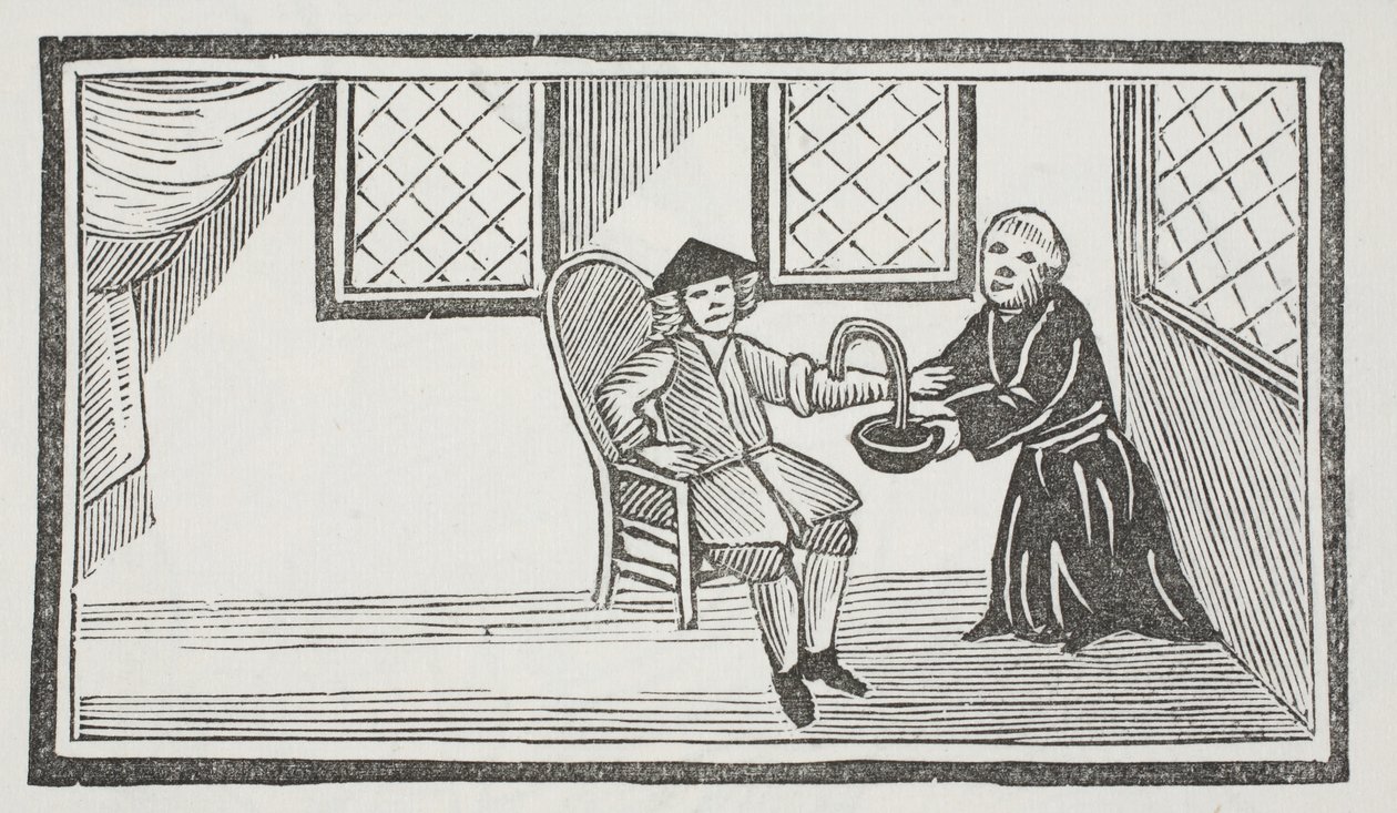 En repræsentation af den forræderiske munk, der bløder ham ihjel, illustration fra 