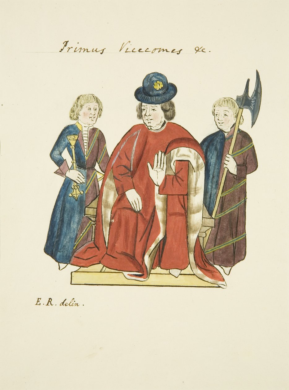 Kopier af illustrationer fra Ricarts kalender (blyant og akvarel på papir) af (after) English School