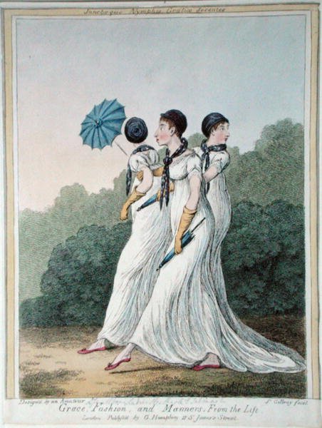 Grace, Fashion and Manners from Life, ætset af James Gillray (1757-1815) udgivet af G. Humphrey (håndfarvet radering) af (after) English School