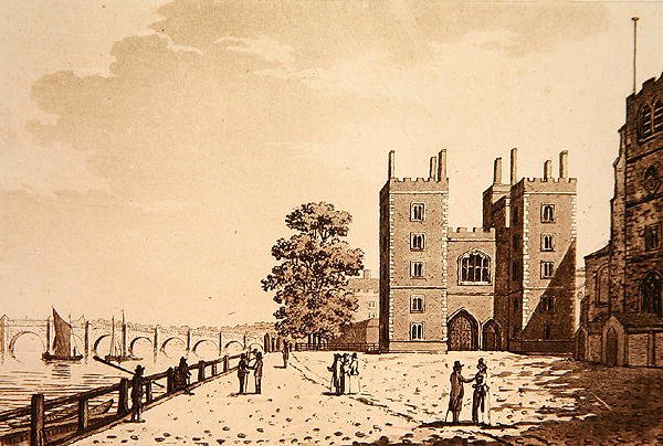Udsigt over Lambeth Palace, ca. 1800 (akvatint) af (after) English School