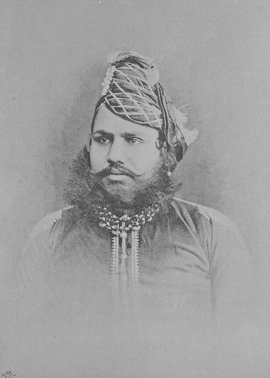 Maharaja Sawai Madho Singh II (kobberstik) af (after) English photographer