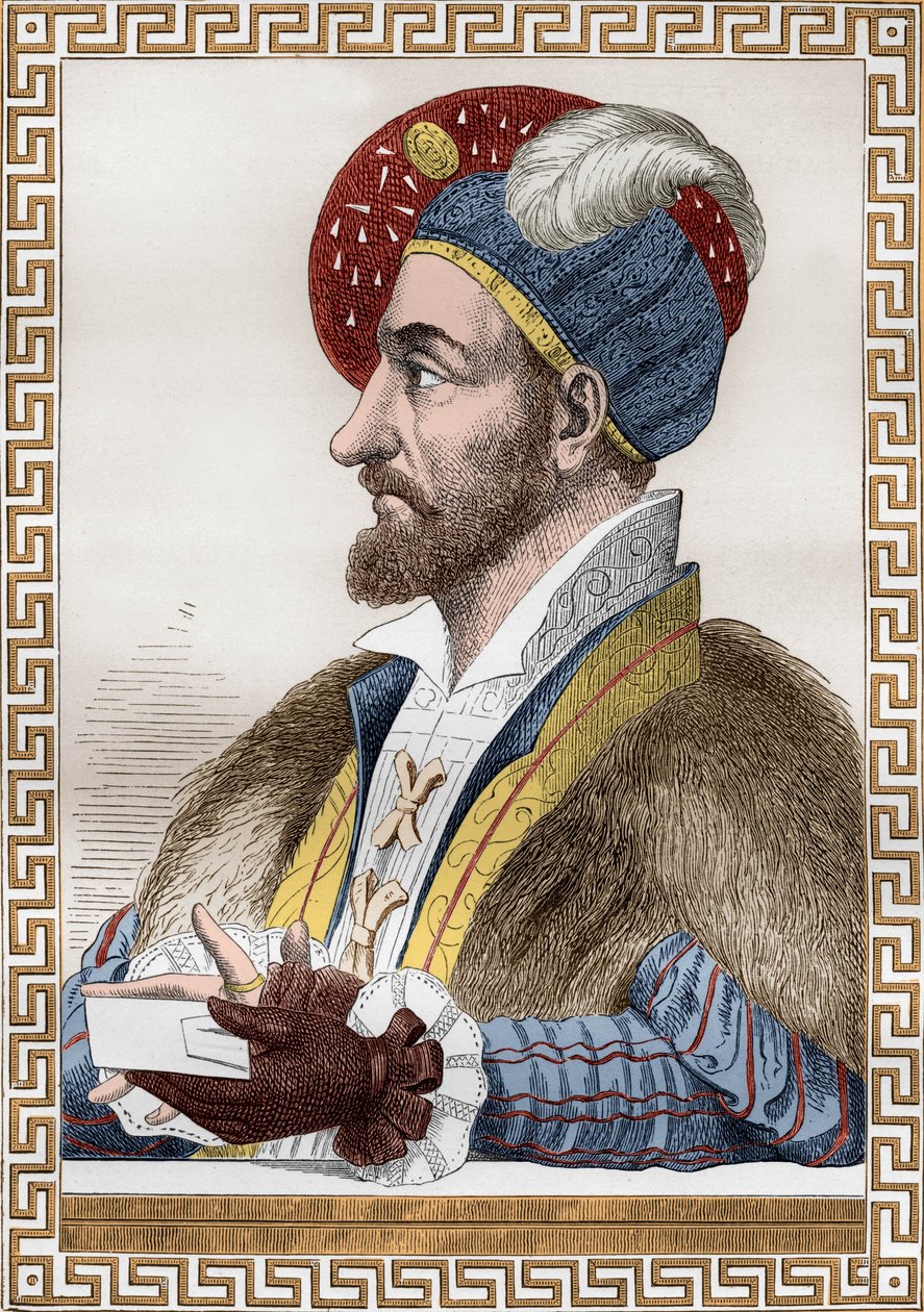 Charles III, hertug af Bourbon, kendt som Connetable of Bourbon (1490-1527), der var forbundet med Frankrig i 1515-1521, trådte derefter i tjeneste hos Charles Quint, graverede efter Gaignieres fra bogen "Francois1er" af De Lescure af (after) French School