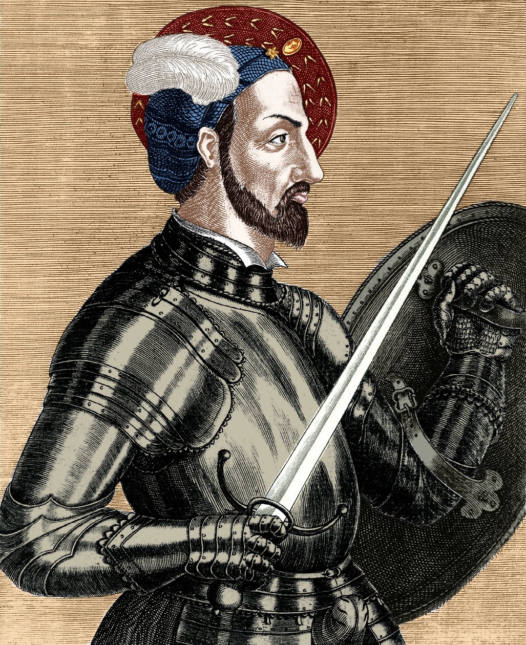Karl af Bourbon (1490-1527), øverstkommanderende for de franske hære, graverer farvelagt dokument af (after) French School