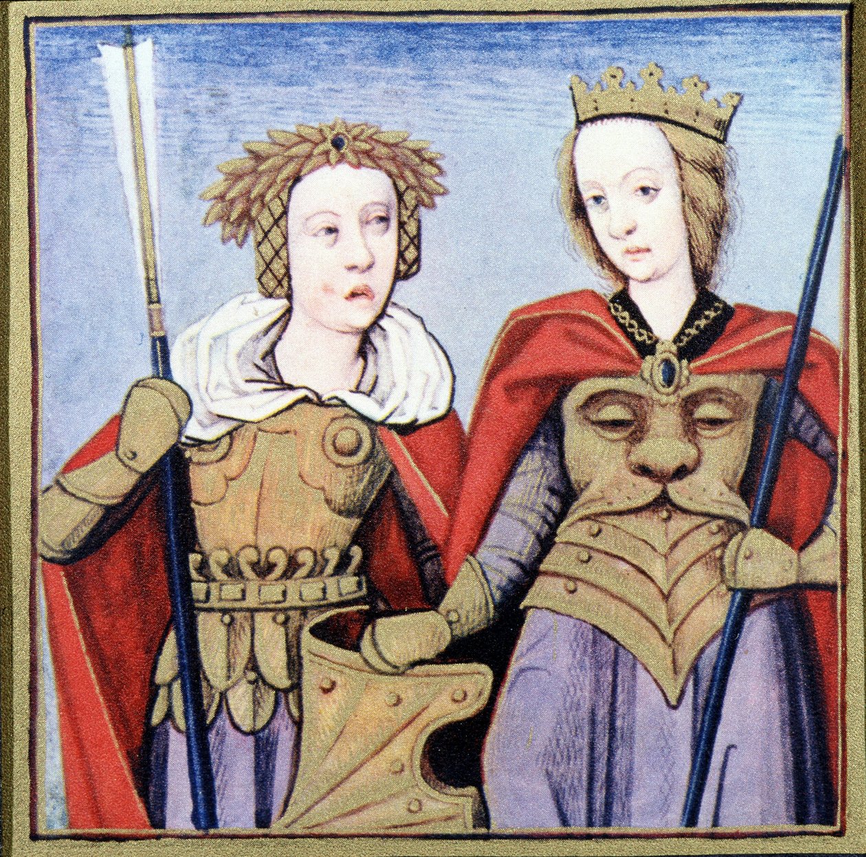 Orithia og Antiopus, Queens of the Amazon efter "The Ladies of Renown" af Boccace. af (after) French School