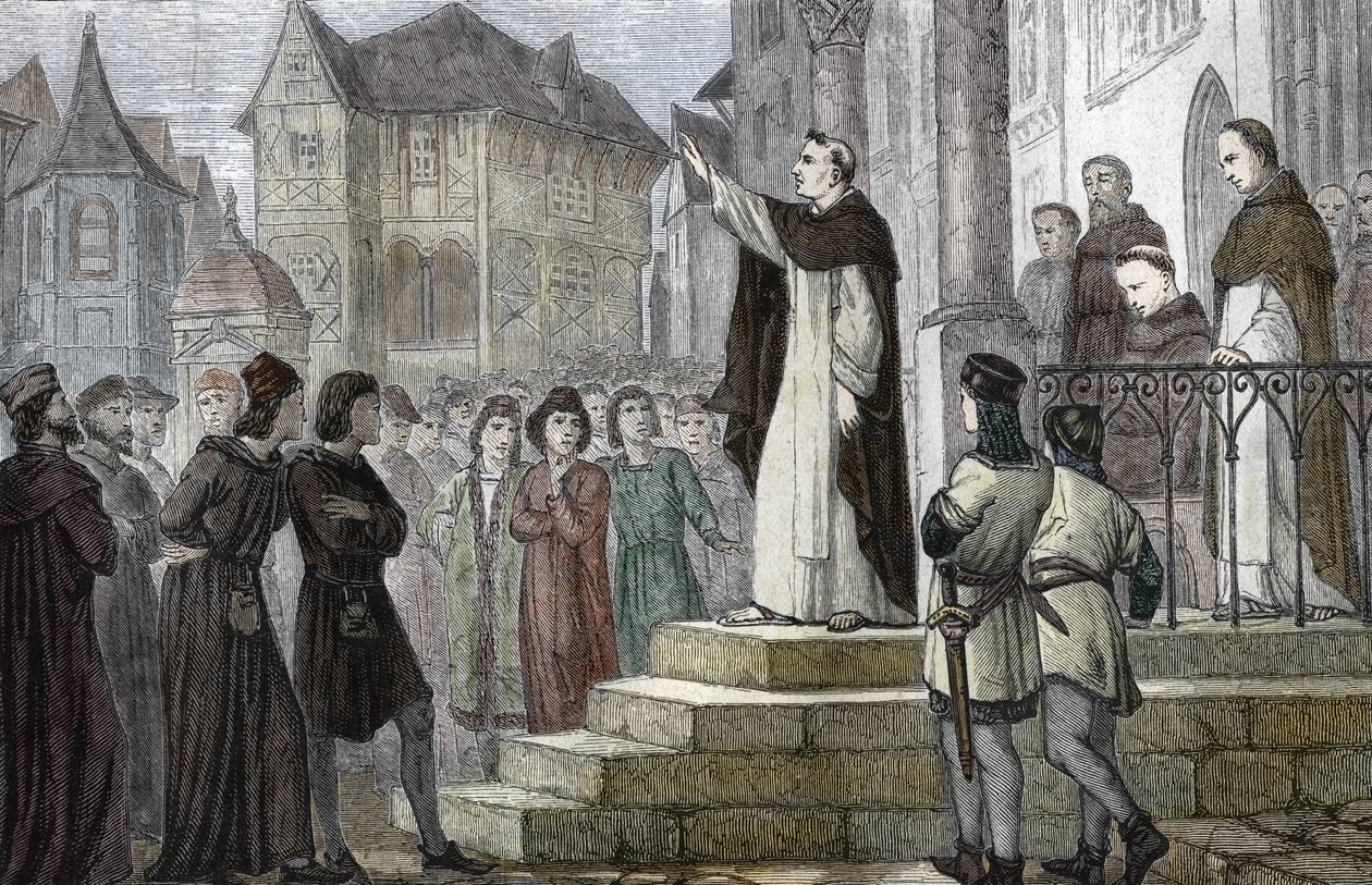 Repræsentation af Albert den Store (1193/1206-1280) underviser i Paris, ved universitetet i Paris, ved det første dominikanerkloster på Rue Saint Jacques (College des Jacobins) under Gueric de Saint-Quentins myndighed) 1241-1245 ( Portræt af Albert af (after) French School