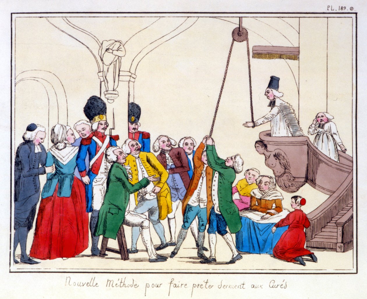De tre ordener i Frankrig ifølge et maleri bevaret i rådhuset i Aix en Provence. Tegnefilm om uligheden mellem de tre ordener efter revolutionen 1789. af (after) French School