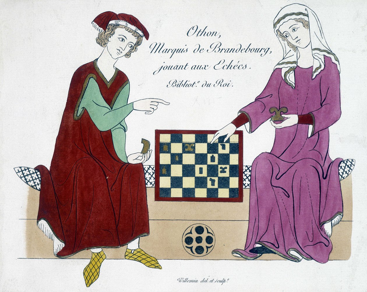 Othon, markis af Brandenburg, spiller skak - Tyskland 1200-tallet. af (after) German School