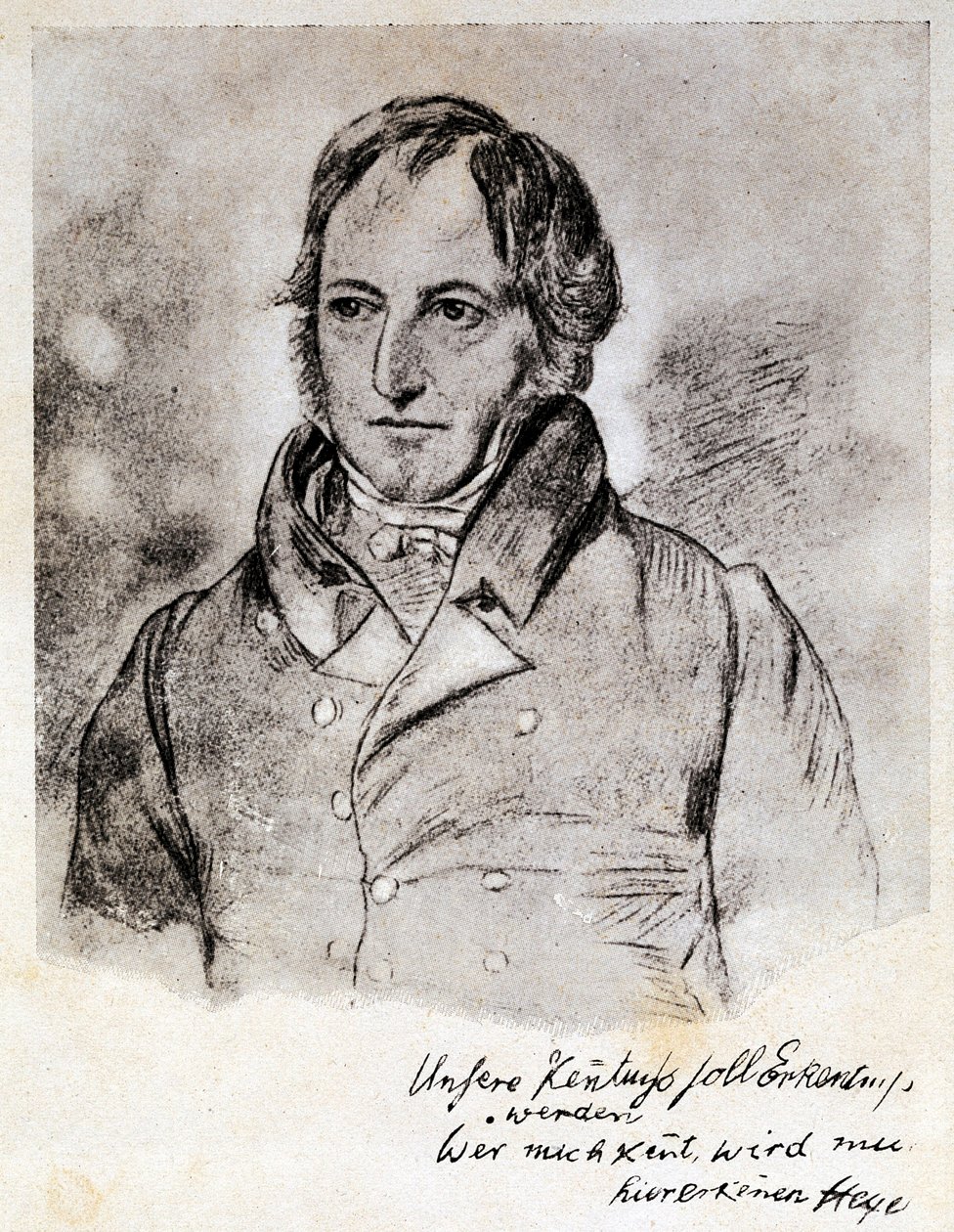Portræt af Georg Wilhelm Friedrich Hegel (1770-1831), tysk filosof og idealist. Stik efter tegning af G. Hensel. af (after) German School