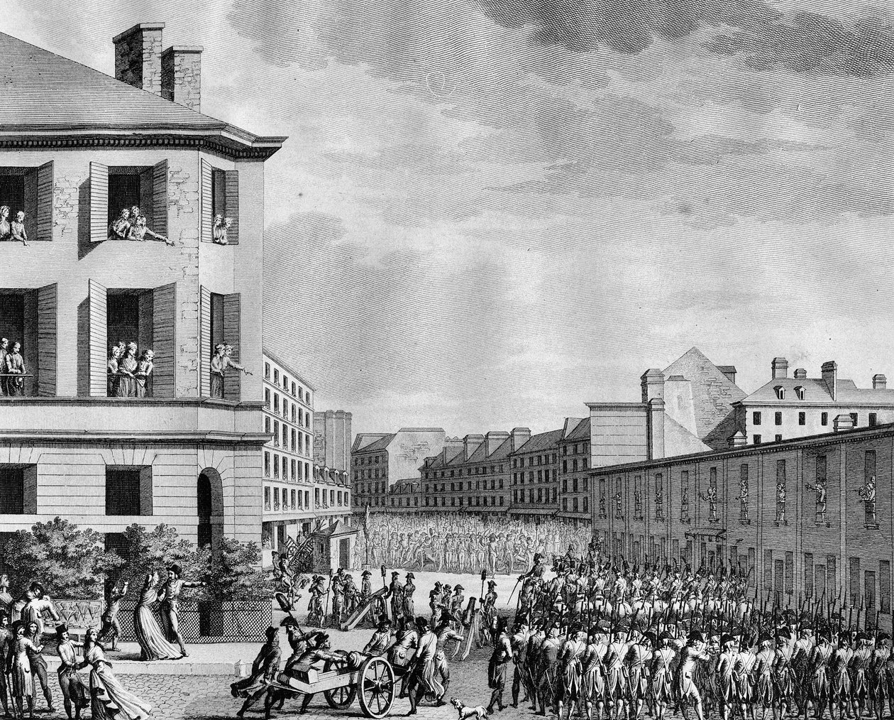 Fransk revolution og antirevolutionære bevægelser: Afvæbning af den faubourgske Saint Anthony på den 4. Prairial An III (23. maj af (after) Girardet