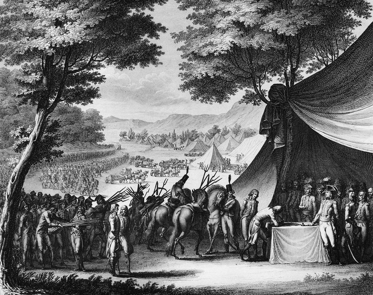 Den franske revolutions krig og antirevolutionære bevægelser: Vendekrigen. Vendéernes kapitulation den 17. februar af (after) Girardet