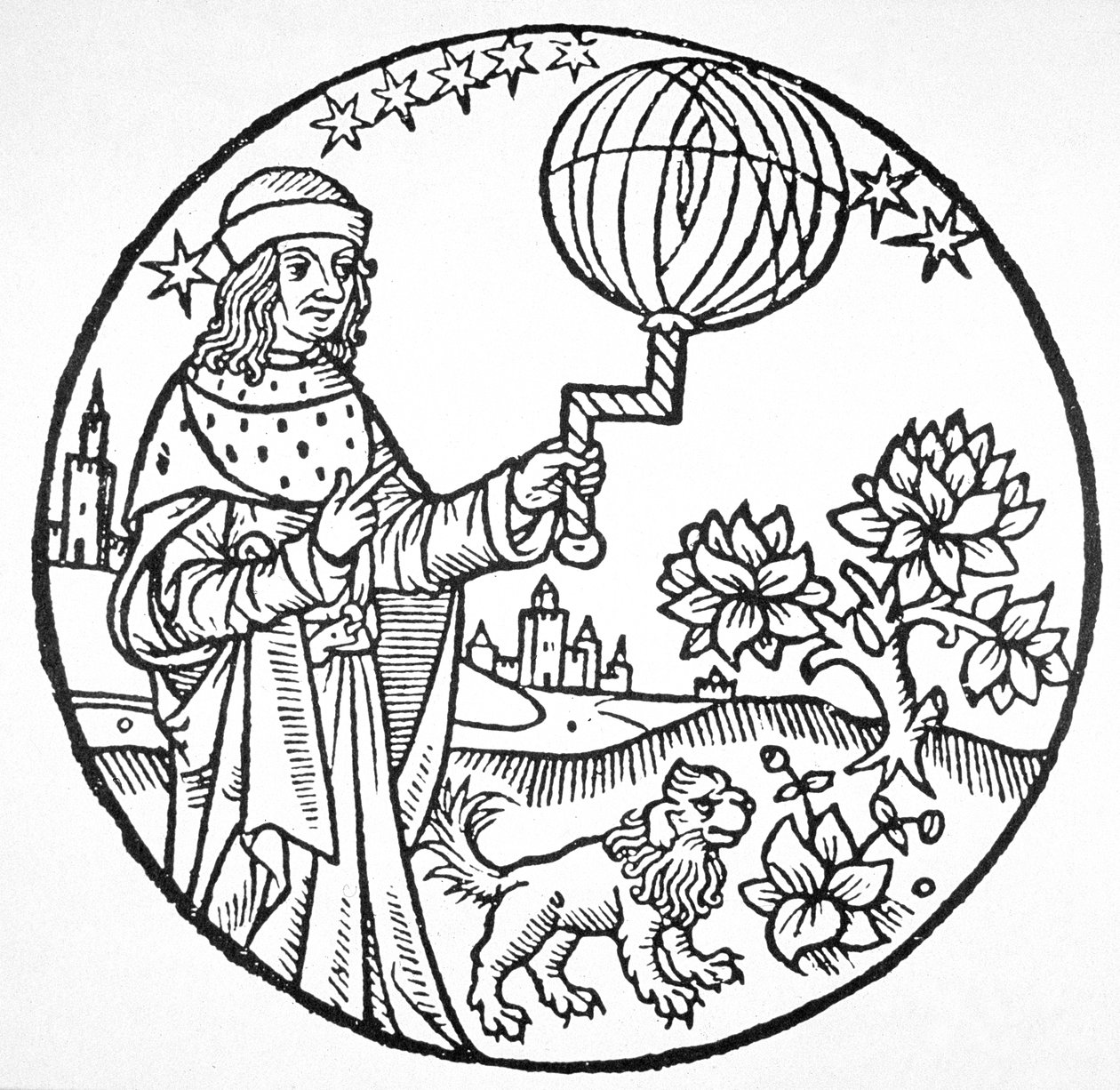 Ideelt portræt af Aristoteles (384-322 f.Kr.), kopi af en illustration fra 