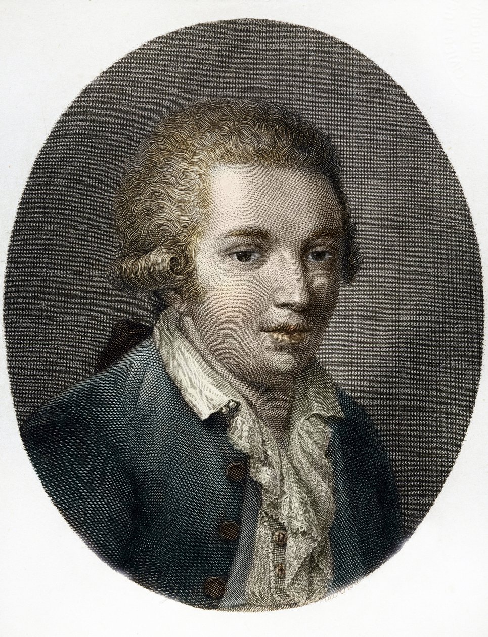 Portræt af den italienske komponist Domenico Cimarosa (1749-1801) (Portræt af Domenico Cimarosa (1749-1801), italiensk komponist) Privat samling af (after) Italian School