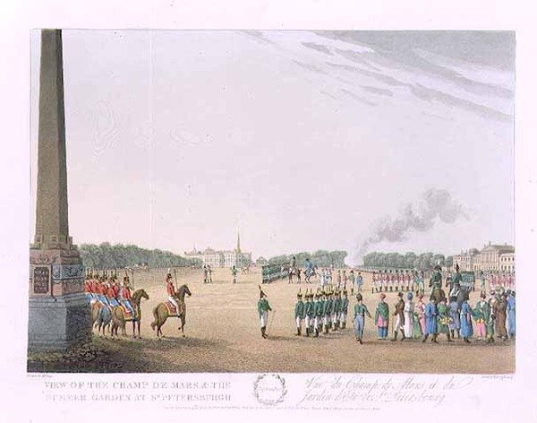 Udsigt over Champs de Mars og sommerhaven ved St. Petersborg, illustration til september fra 