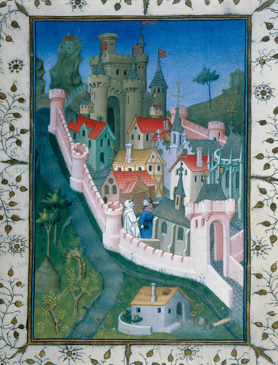 Pierre le Fruitier dit Salmon, en politisk eventyrer, finder munken Notre-Dame des Halles i Avignon foran kapellet Pierre du Luxembourg. Sidstnævnte fortæller ham om politisk propaganda. Øverst nord for byen ligger Pavepaladset, den af (and workshop) Boucicaut Master