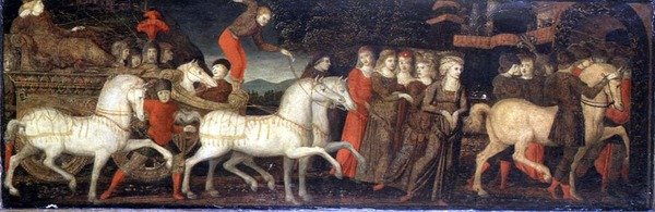 Et triumftog - cassone panel af (attr. to) Master of Stratonice