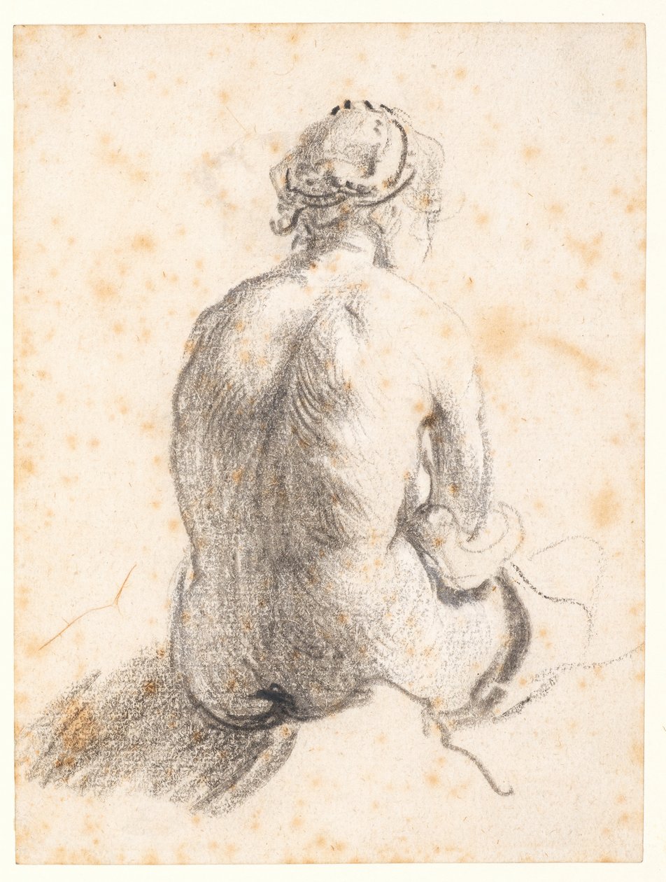 Undersøgelse af en kvindelig nøgen (grafit på papir) af (attr. to) Rembrandt Harmensz. van Rijn