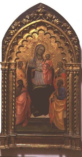 Madonna og barn med hellige (tempera på panel) af (c.1370 1425) Lorenzo Monaco