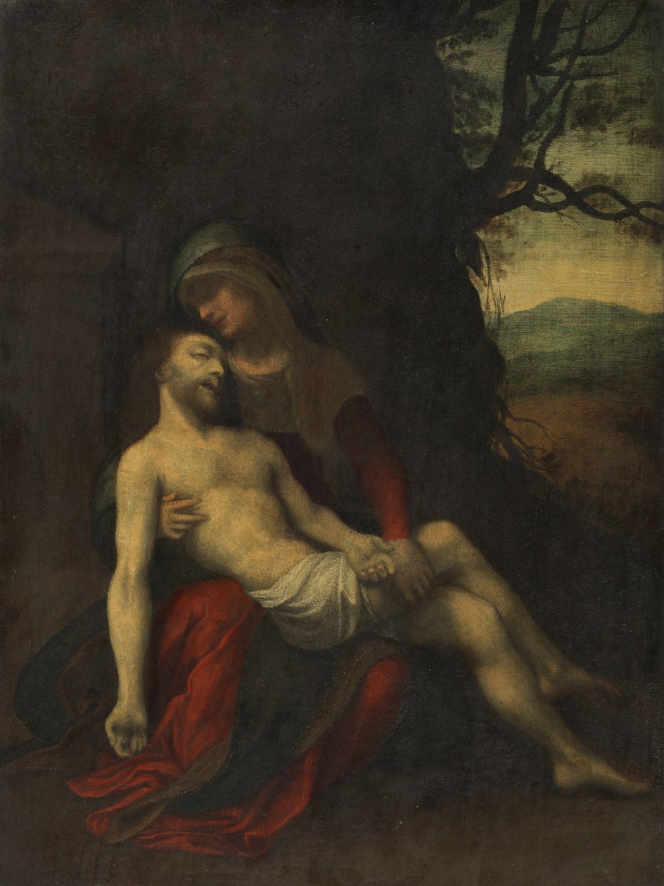 Pietà, ca. 1520-30 (olie på panel) af follower of Correggio