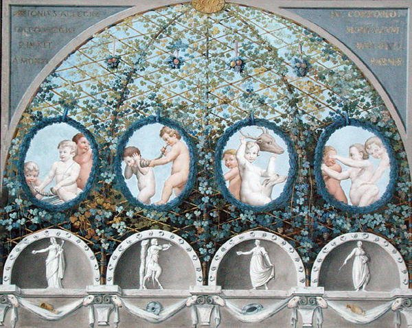 Design for a Ceiling Fresco, udgivet ca. 1780 (gouache, blæk & akvarel på en ætset bund) (se også 192025-026 af (c.1489 1534) (after) Correggio