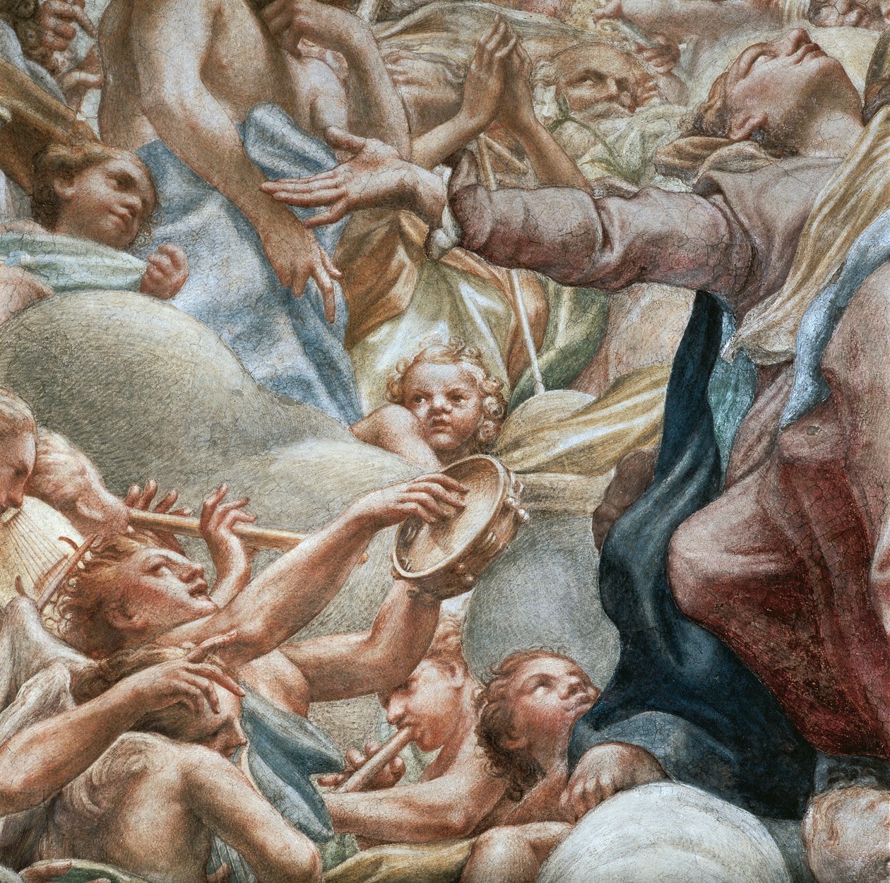Engle spiller musik, detalje af Jomfruens himmelfart af (c.1489 1534) Correggio