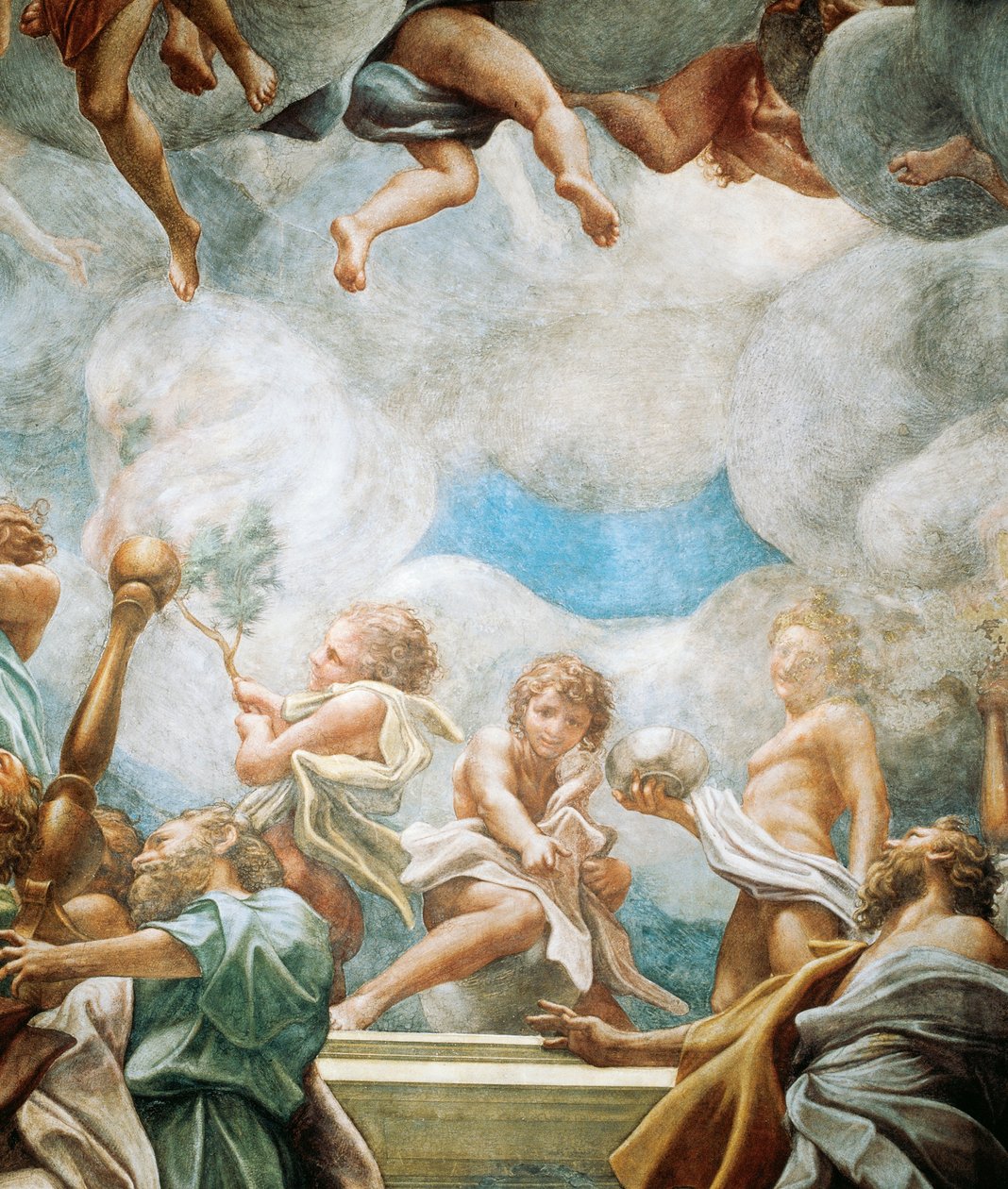 Efebes og apostel, detalje fra Jomfruens overtagelse af (c.1489 1534) Correggio