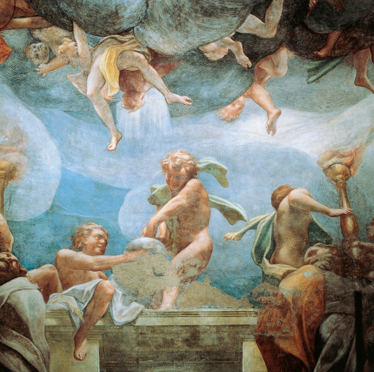 Ephebes på balkonen, detalje fra Assumption of Virgin af (c.1489 1534) Correggio