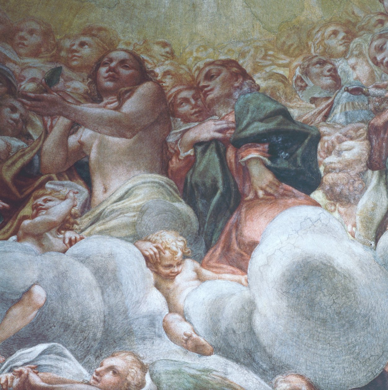 Figur af Eva, detalje fra Assumption of Virgin in Heaven, af Antonio Allegri Da Correggio (1489-1534), fresco, Dome of Parma Cathedral, Italien af (c.1489 1534) Correggio