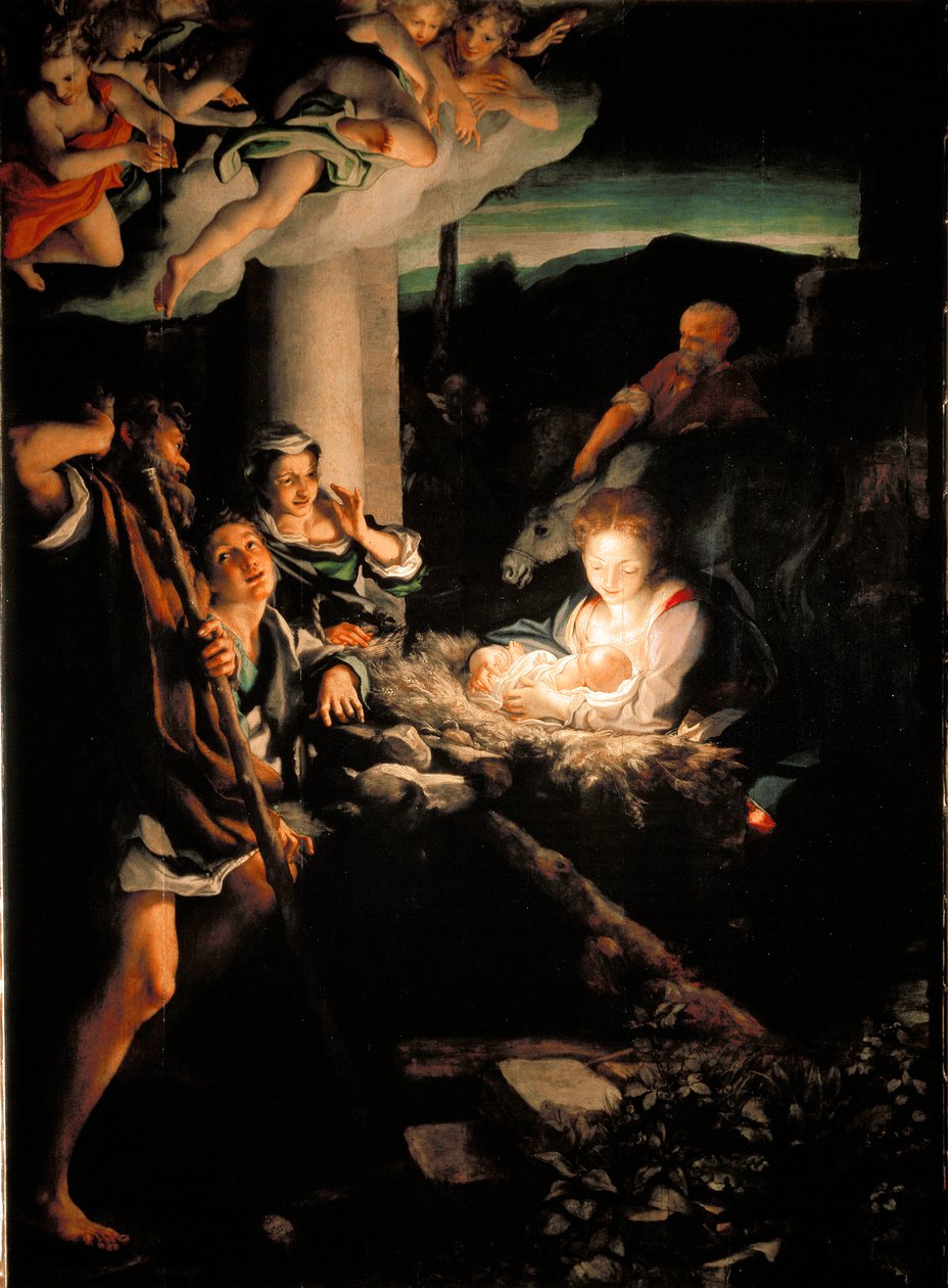Hellig Nat (Nativit). Maleri af Antonio Allegri dit Il Correggio (The Correge af (c.1489 1534) Correggio