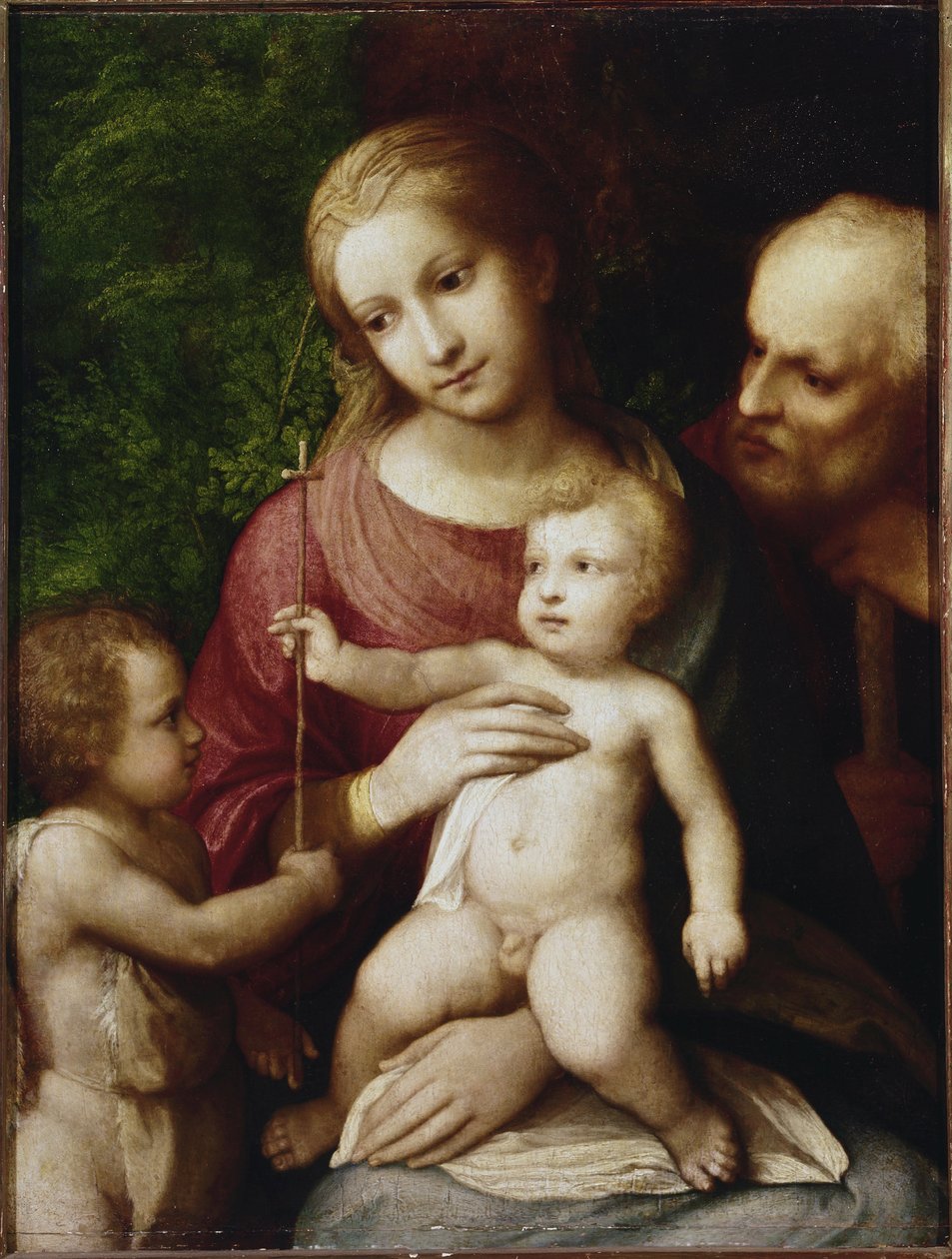 Hellig familie med Johannes Baptist som barn (olie på poppelpanel af (c.1489 1534) Correggio