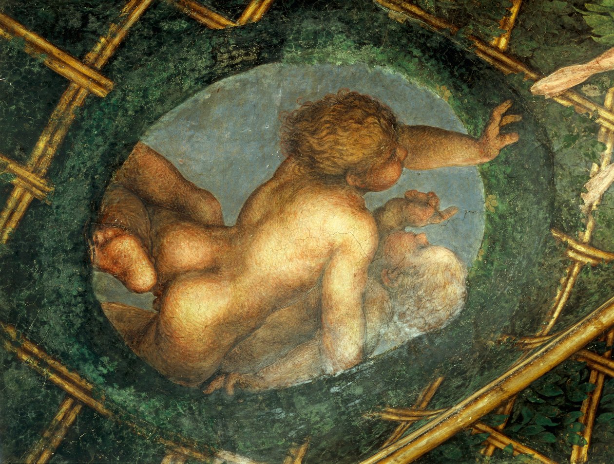 Æggeformet med keruber, detalje af dekoration fra St. Paul