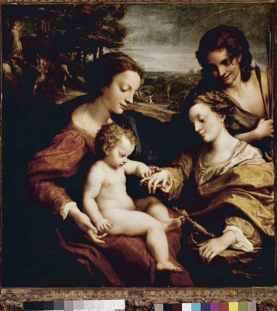 The Mystic Marriage of Saint Catherine (olie på panel af (c.1489 1534) Correggio
