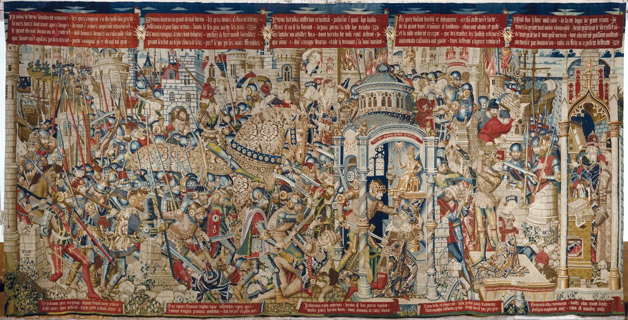 The Trojan War: The Destruction of Troy, ca. 1470 (tapet) af (fl.1450 75) Master of Coetivy