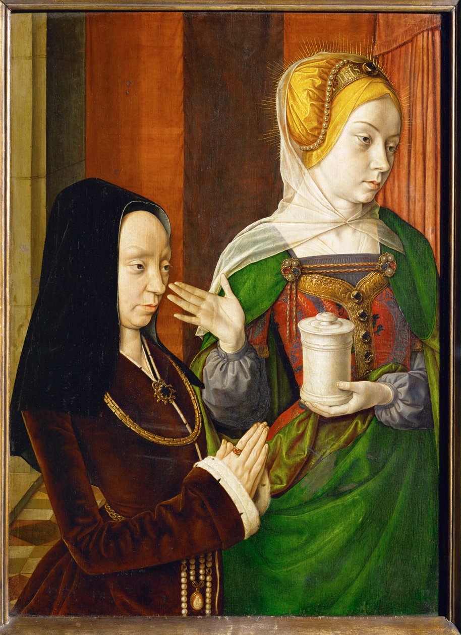 Madeleine de Bourgogne, dame de Laage, præsenteret af Saint Magdalen ... af (fl.c.1483-c.1529) Master of Moulins