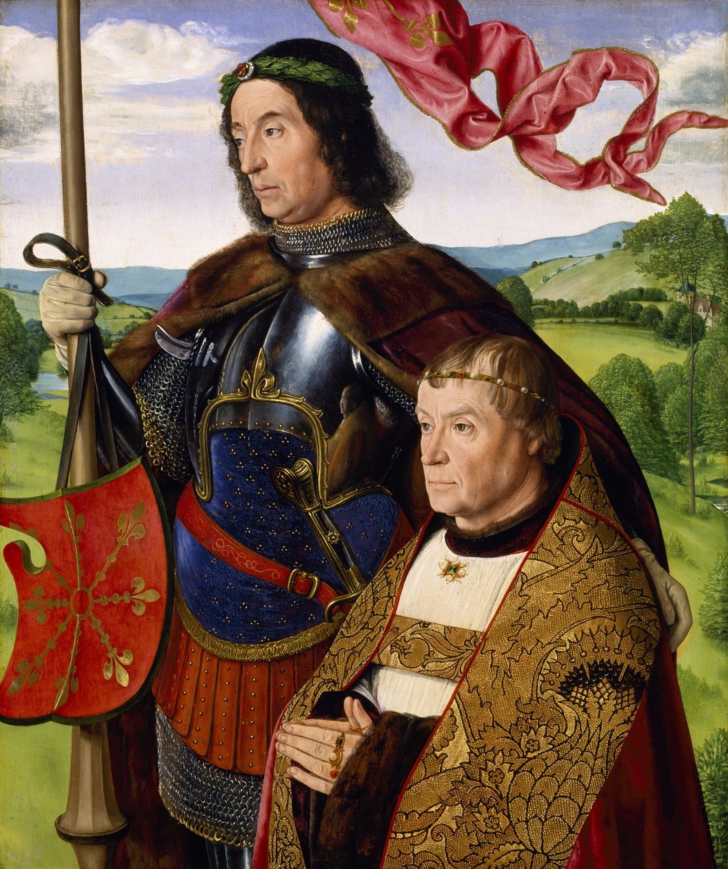 St Maurice (eller St Victor) med en donor, ca. 1500-05 (olie på panel) af (fl.c.1483 c.1529) Master of Moulins