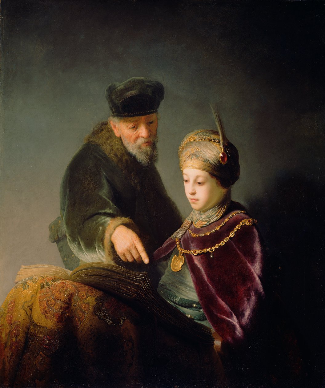 En ung lærd og hans vejleder, ca. 1629-30 (olie på lærred) af studio of Rembrandt Harmensz. van Rijn