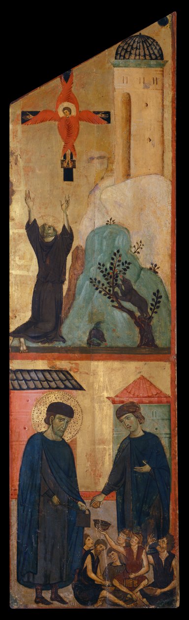 Diptykon af salige Andrea Gallerani: St. Francis modtager stigmata og den velsignede Gallerani, indvendigt højre panel, ca. 1270 (maleri på panel) af (workshop of) Guido da Siena