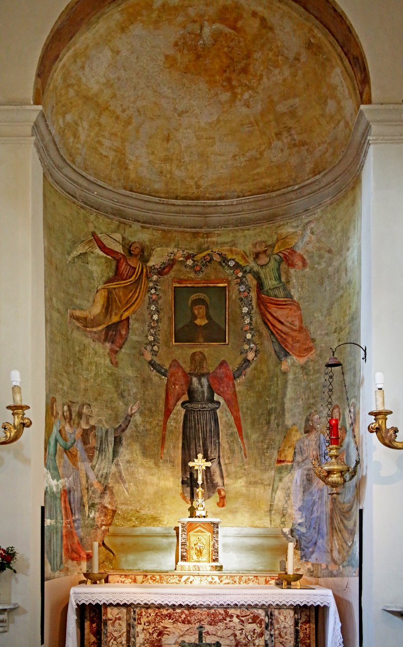 Alter med maleri af Jomfru Maria omgivet af engle af Unknown