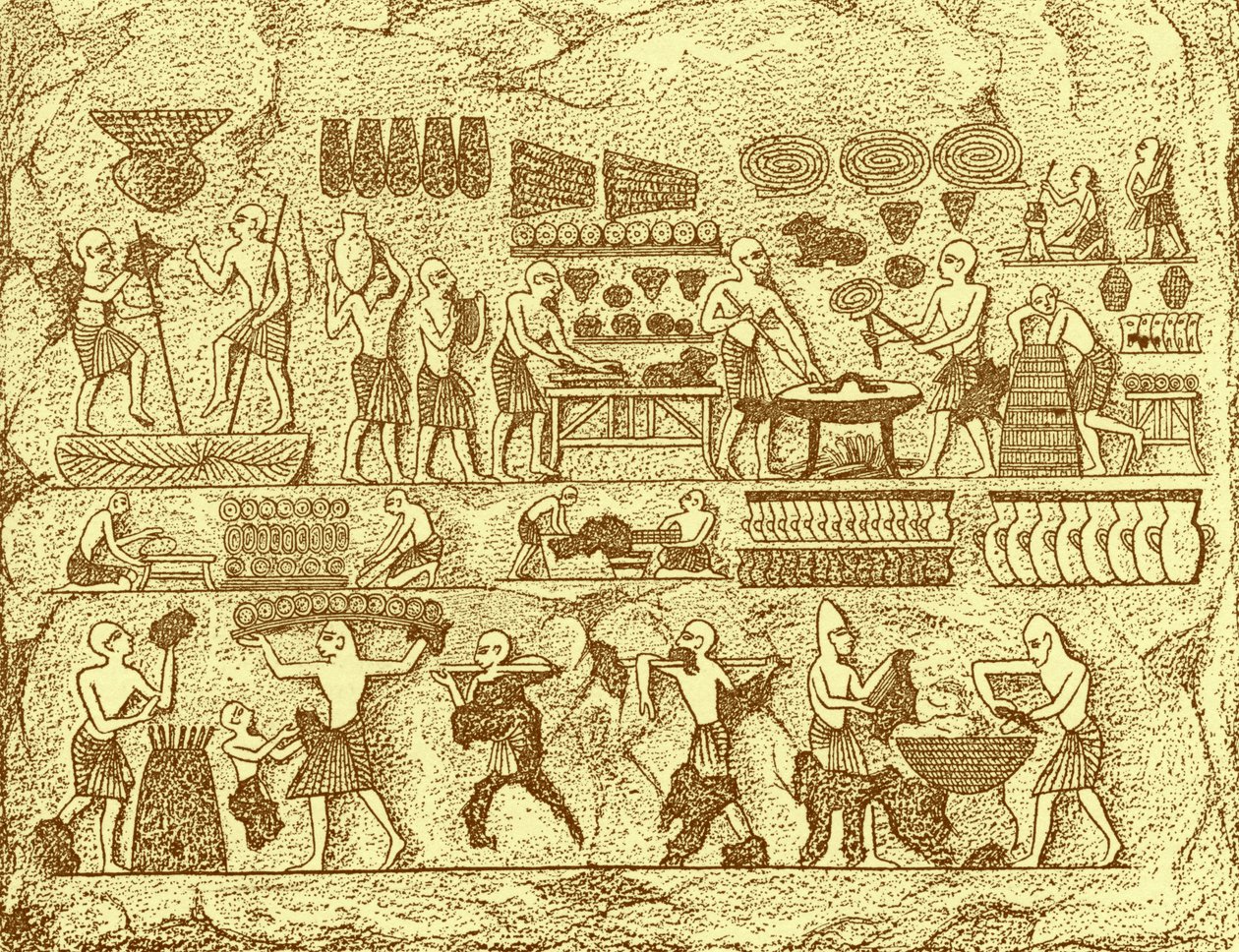 Gamle egyptere bager brød af Unknown