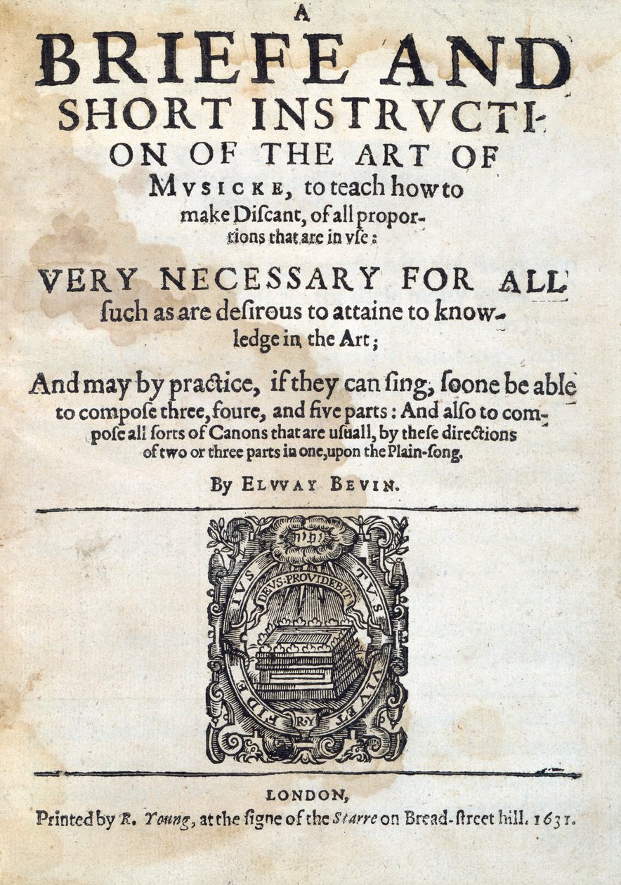 Art of Musicke, af Elway Bevin 1631. af Unknown