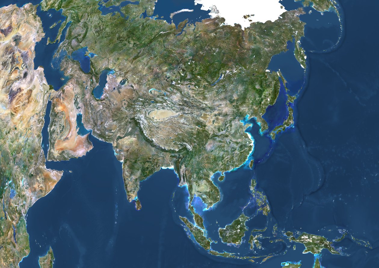 Asien, ægte farvesatellitbillede af Unknown