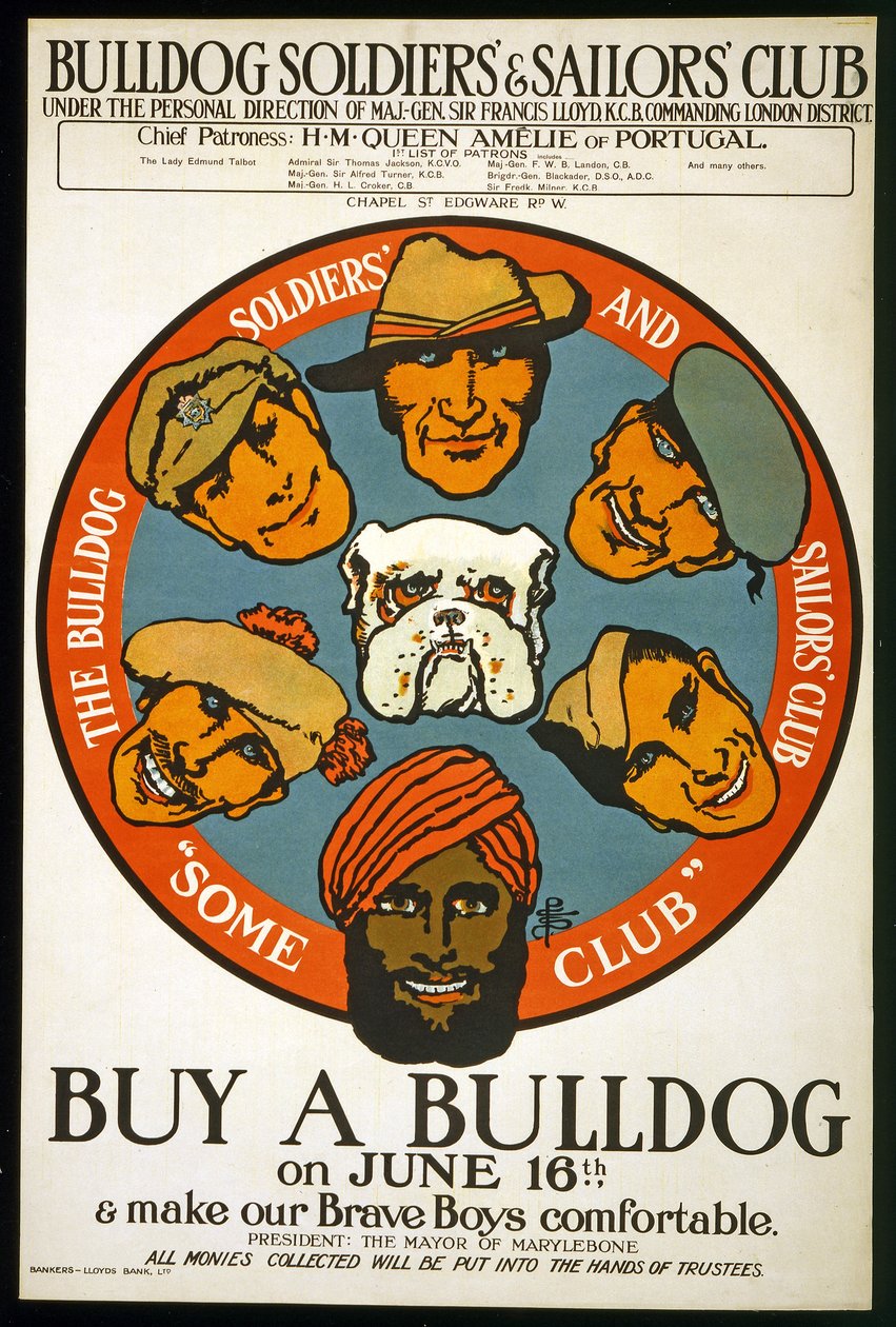 Køb en bulldog den 16. juni og gør det mere behageligt for vores modige drenge, ca. 1915 af Unknown